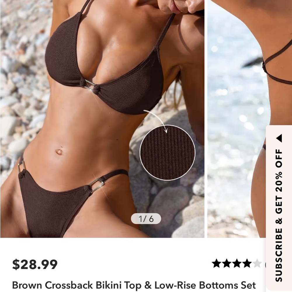 Never Worn - Brand New Brown Cupshe Crossback Bikini Set